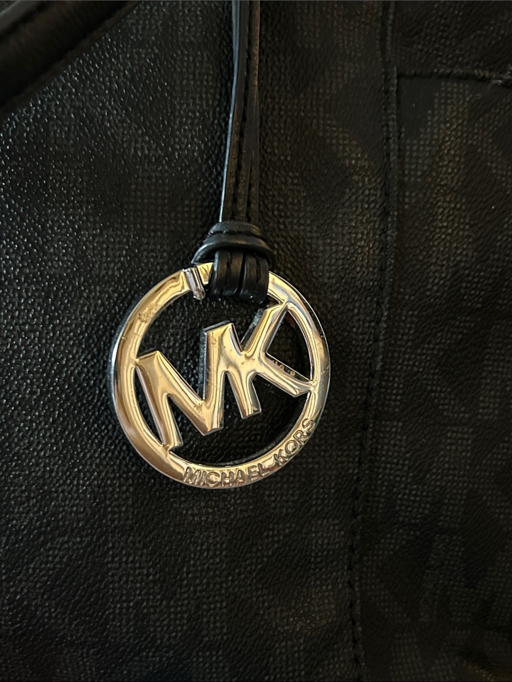 Michael Kors Black Signature Tote with MK Charm - Picture 5 of 11